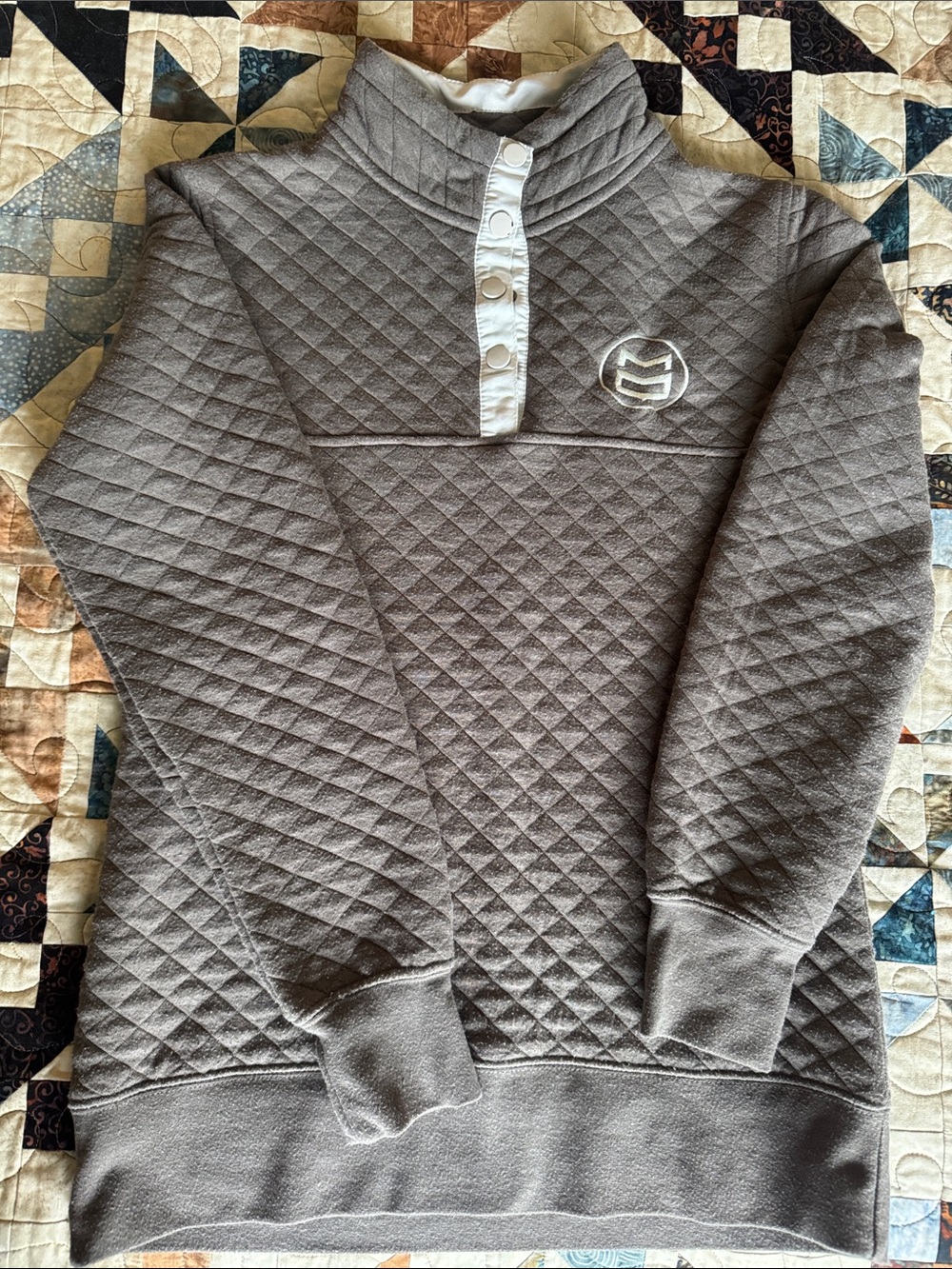 MTN OPS Emily Grey Quilted Pullover in Birch S